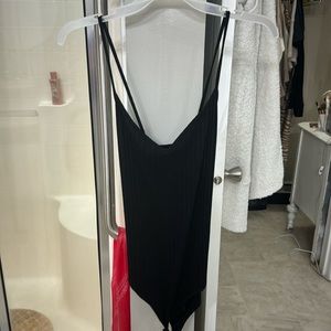 Ribbed black bodysuit